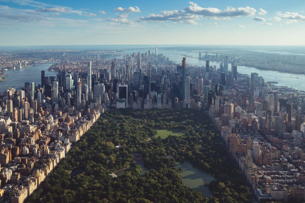 Aerial view of NYC and central park
